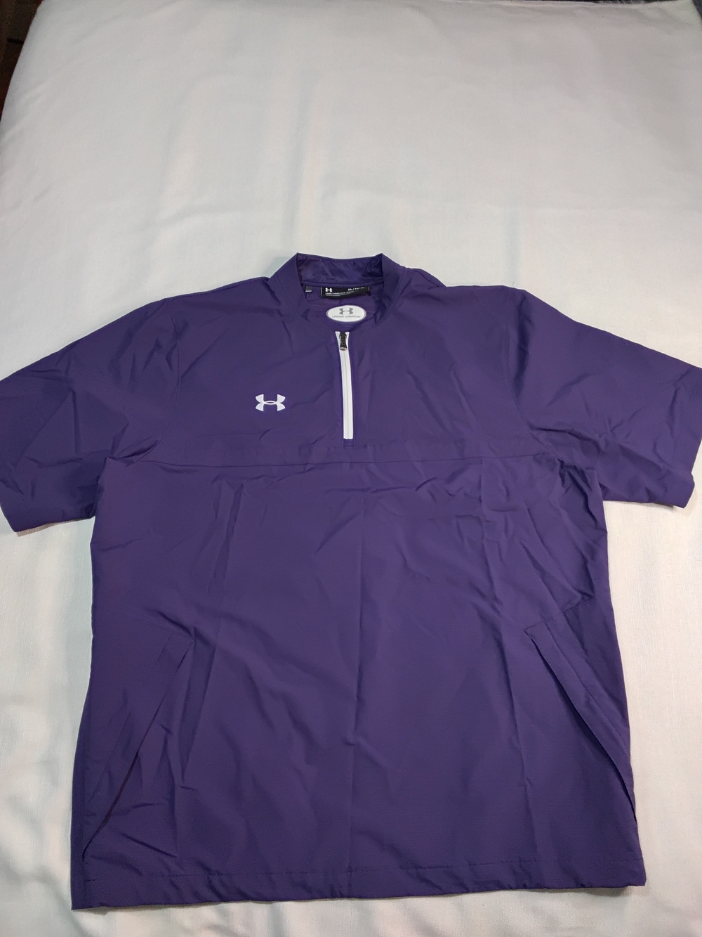 Under Armour Windbreaker Purple Short-Sleeve Half-Zip Pullover Mens Sz XL.